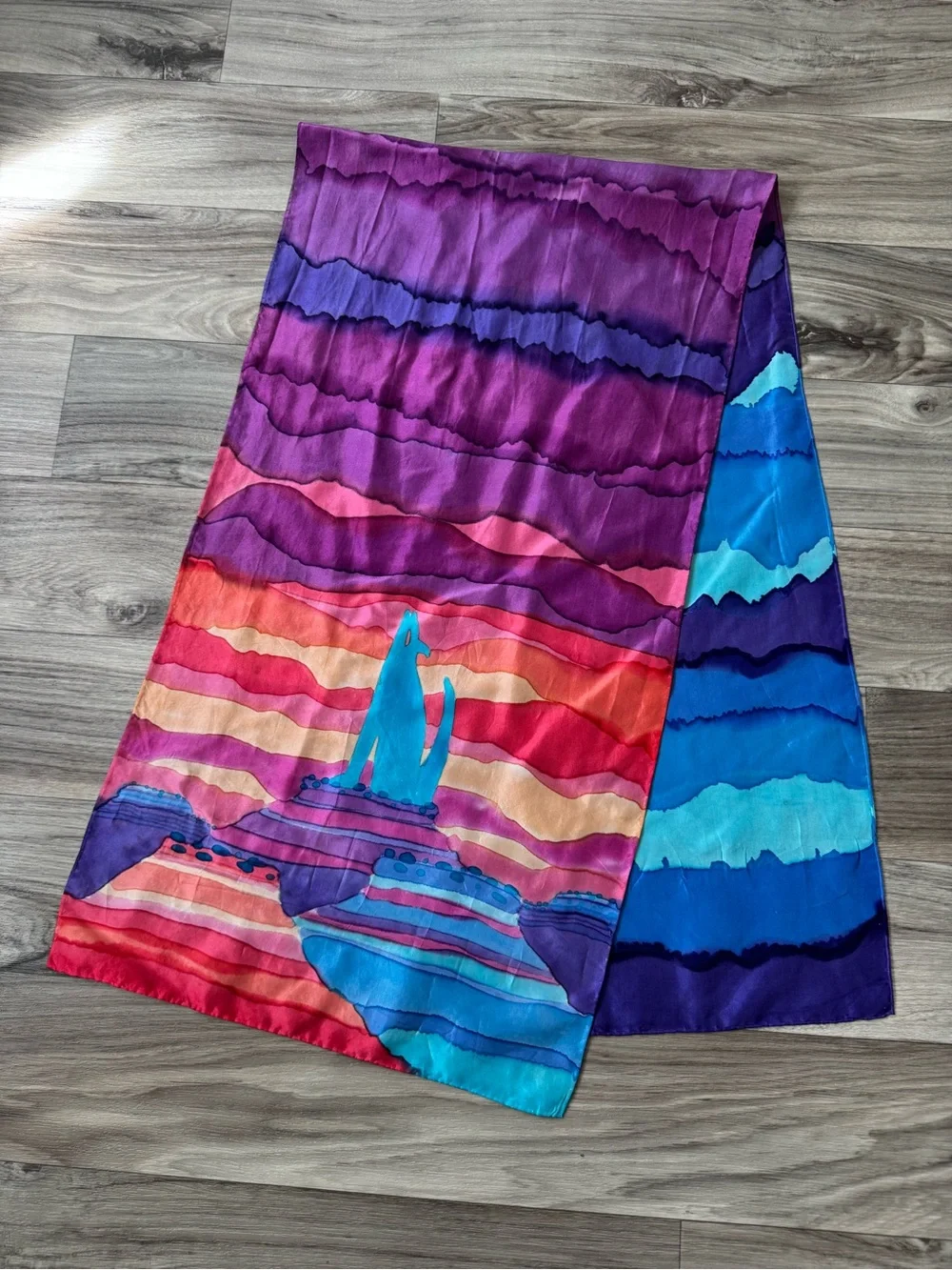 Landscape Scarf Sunset Wolf Graphic